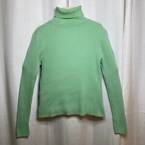 Gap Vintage Sage Green Ribbed Turtleneck Womens M Balletcore Clean French Y2K